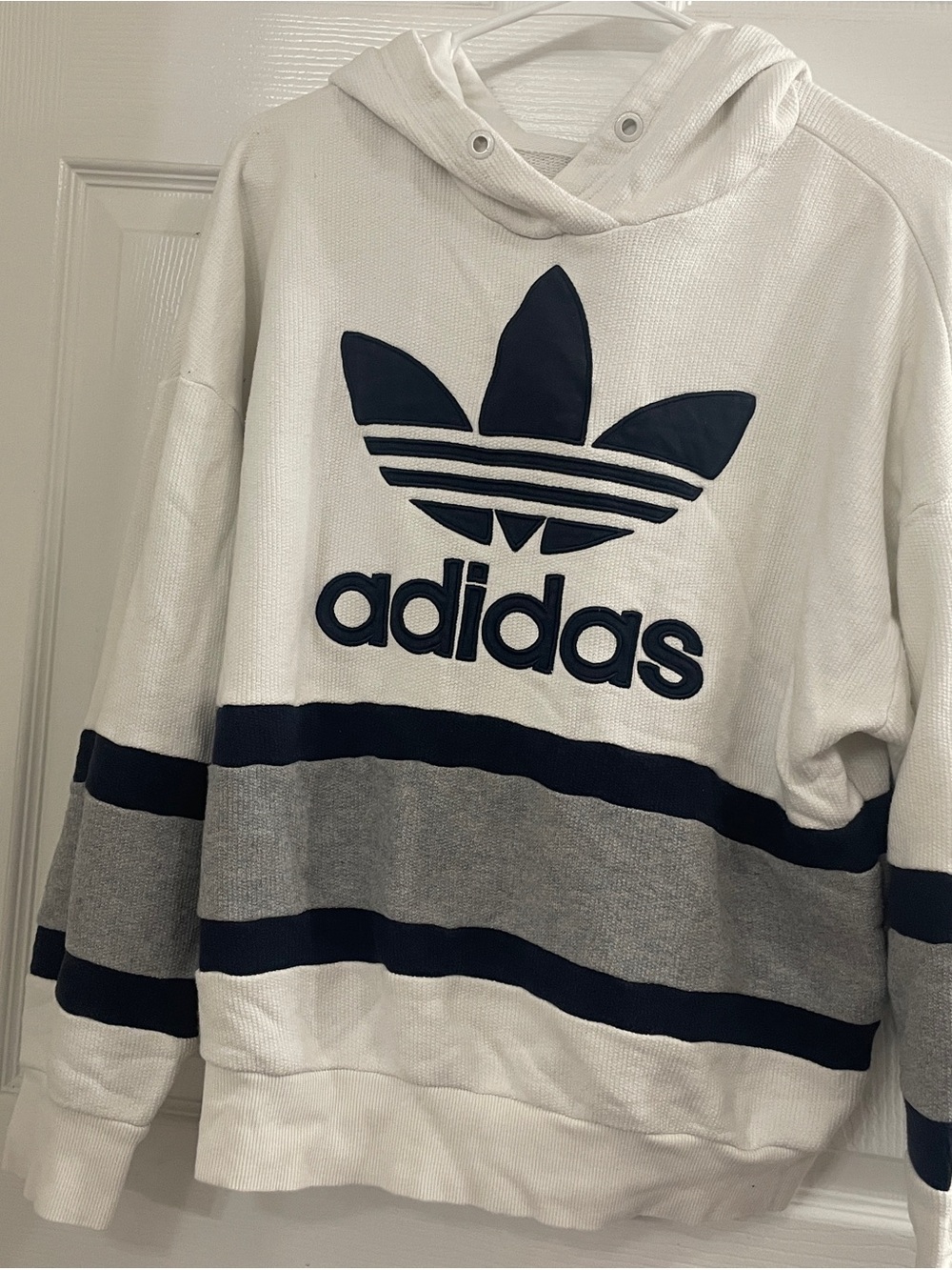 Adidas men’s navy blue and white hoodie